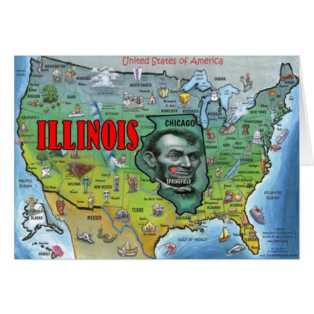 Illinois USA Map (Vorderseite (Horizontal))