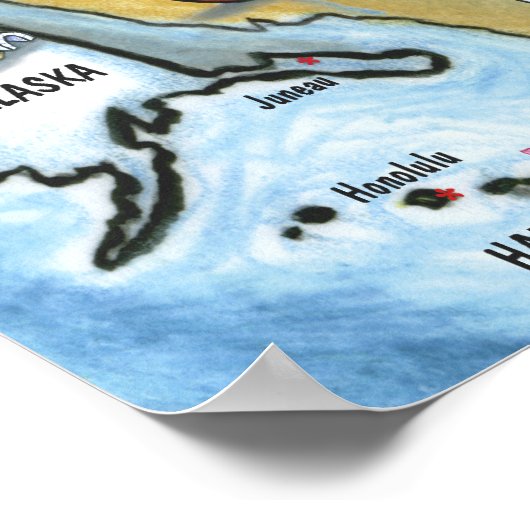 Illinois USA Map Poster (Ecke)