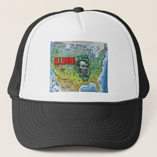 Illinois USA Map Truckerkappe (Vorderseite)
