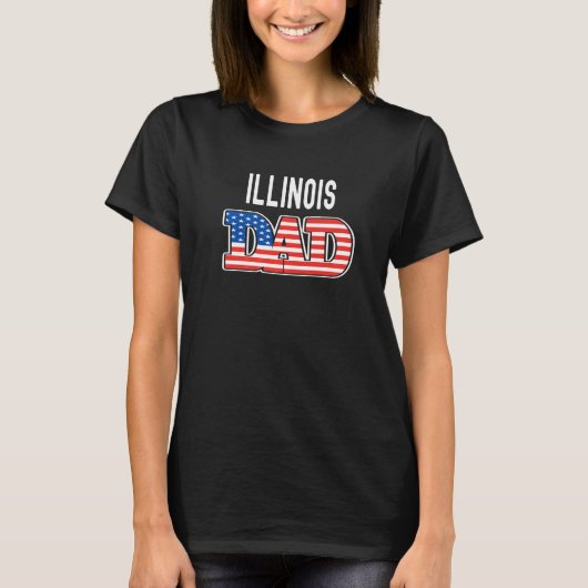 Illinois Vater USA Staaten Mens Illinois Staatsfla T-Shirt (Vorderseite)