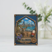 Illinois Vintage Reise Postkarte (Stehend Vorderseite)