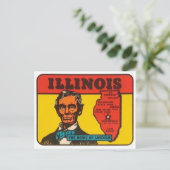 Illinois Vintager Staat mit Lincoln Postkarte (Stehend Vorderseite)