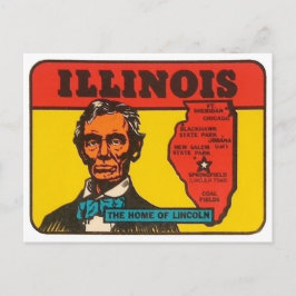 Illinois Vintager Staat mit Lincoln Postkarte