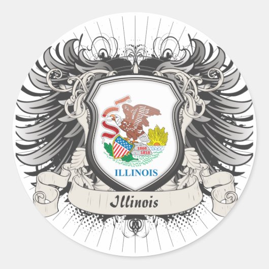 Illinois Wappen Runder Aufkleber (Vorderseite)