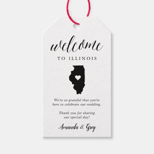 Illinois Wedding Welcome Geschenkanhänger (Vorderseite)
