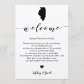 Illinois Wedding Welcome Letter & Itinerary Card Programm (Vorderseite)