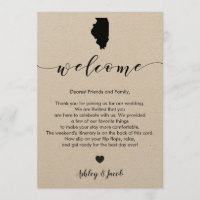Illinois Wedding Welcome Letter & Itinerary Card