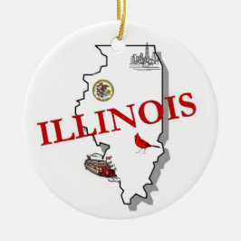 Illinois-Weihnachtsbaum-Verzierung Keramik Ornament