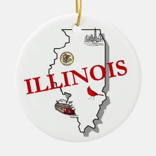 Illinois-Weihnachtsbaum-Verzierung Keramik Ornament (Vorne)