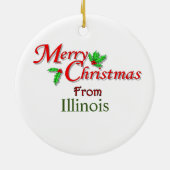 Illinois-Weihnachtsbaum-Verzierung Keramik Ornament (Hinten)