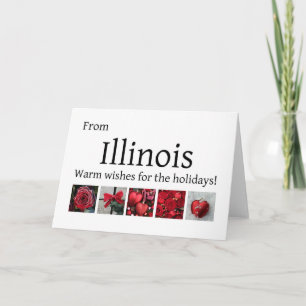 Illinois Weihnachtskarte mit Ornamenten Feiertagskarte