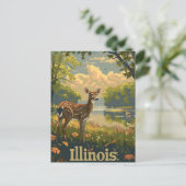 Illinois Weißschwanzhirsche Postkarte (Stehend Vorderseite)