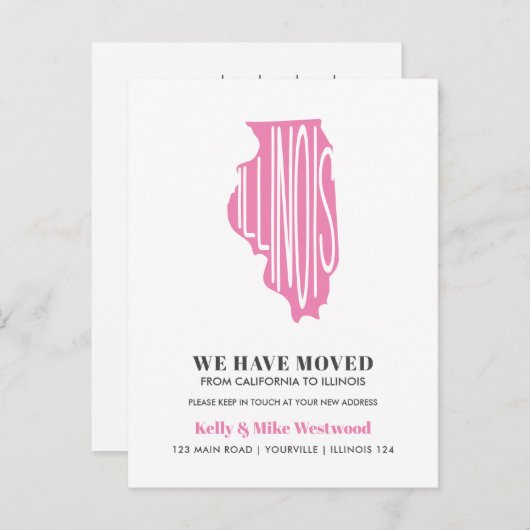 ILLINOIS Wir haben neue Adresse Neue Zuhause versc Postkarte (Vorne/Hinten)