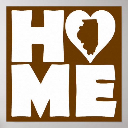 Illinois Zuhause Heart Staat Plster Sign Poster (Vorne)