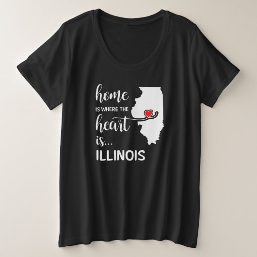 Illinois Zuhause ist das Herz Große Größe T-Shirt (Design vorne)