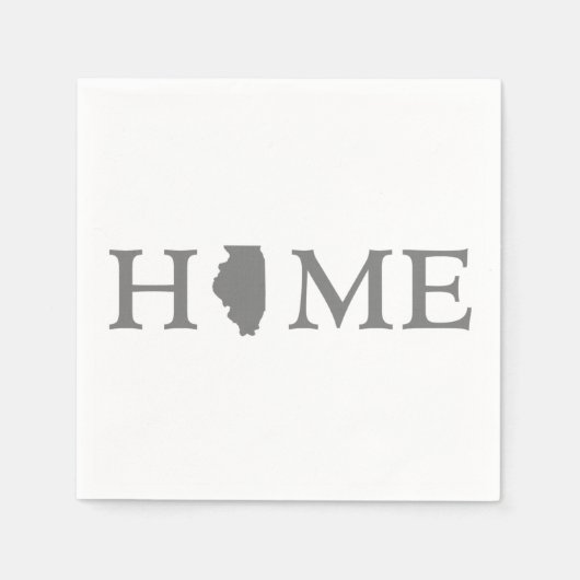 Illinois Zuhause Staat Grau Word Art Paper Party Serviette (Vorderseite)