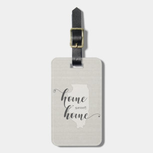 Illinois - Zuhause Sweet Zuhause burlap look Gepäckanhänger