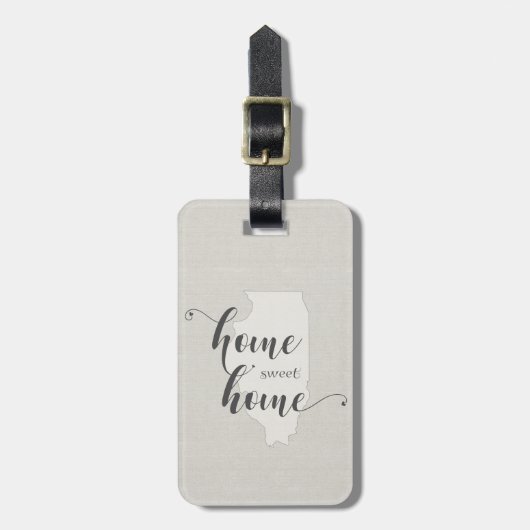 Illinois - Zuhause Sweet Zuhause burlap look Gepäckanhänger (Vorderseite vertikal)