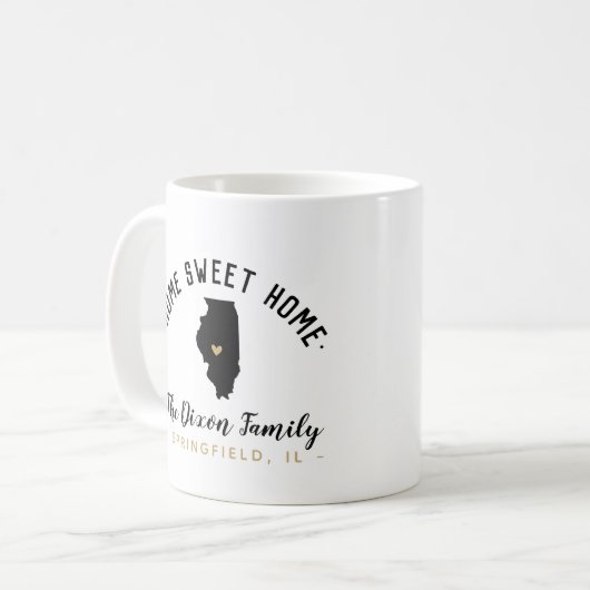 Illinois Zuhause Sweet Zuhause Family Monogram Tas Kaffeetasse (Vorderseite Links)