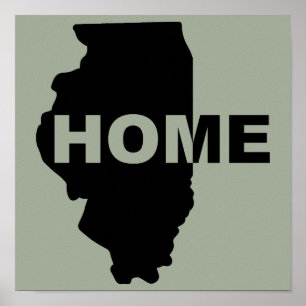 Illinois Zuhause weg vom Zuhause-Poster-Zeichen Poster