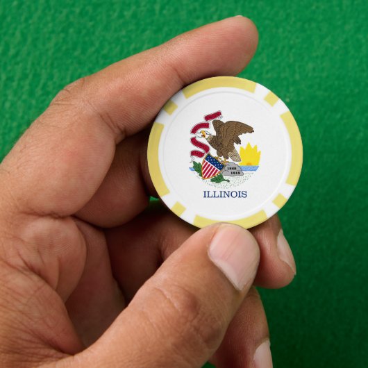 Illinoisan Flag, Flag of Illinois Pokerchips (Hand)