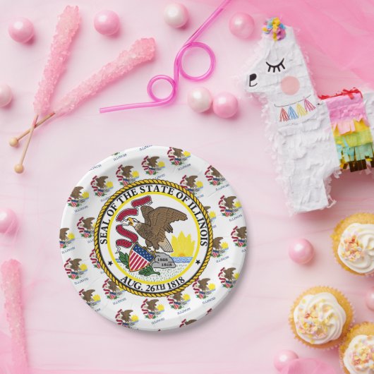Illinoisan Flag & Seal, Illinois Pappteller (Party)
