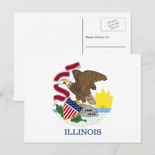 Illinoistische Flagge, Flagge Illinois Postkarte (Vorne/Hinten)
