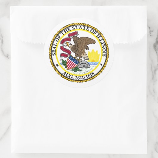 Illinoistisches Siegel, Illinois Runder Aufkleber (Tasche)