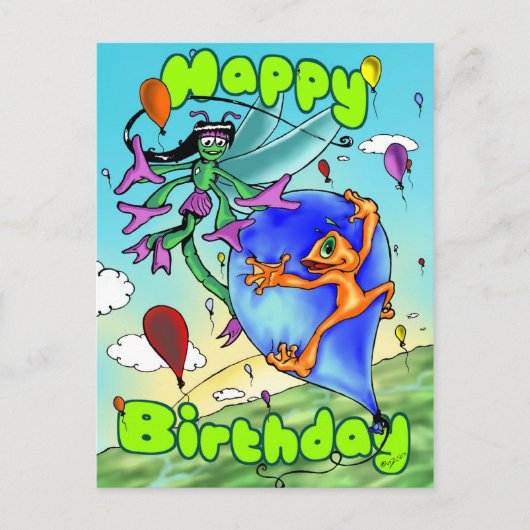 Illow & - Happy Birthday Postcard Postkarte (Vorderseite)
