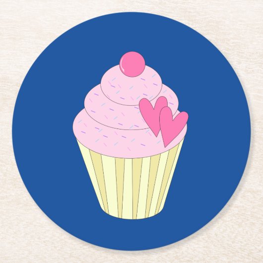 Illsima Dark Blue Runder Pappuntersetzer (Vorderseite)