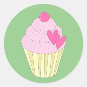 Illsima Strawberry Cupcake Green Sticker