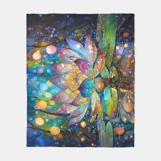 Illuminated Blooming Lotus Flower Fleecedecke (Vorderseite)