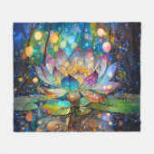 Illuminated Blooming Lotus Flower Fleecedecke (Vorderseite (Horizontal))