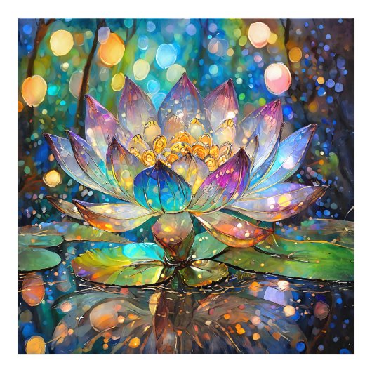 Illuminated Blooming Lotus Flower Fotodruck (Vorne)