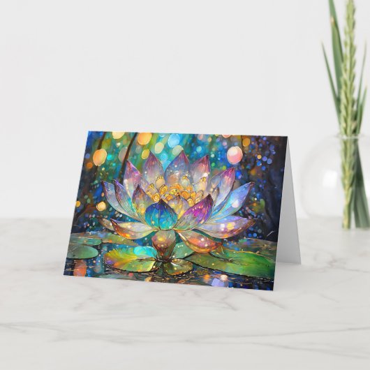 Illuminated Blooming Lotus Flower Karte (Vorderseite)