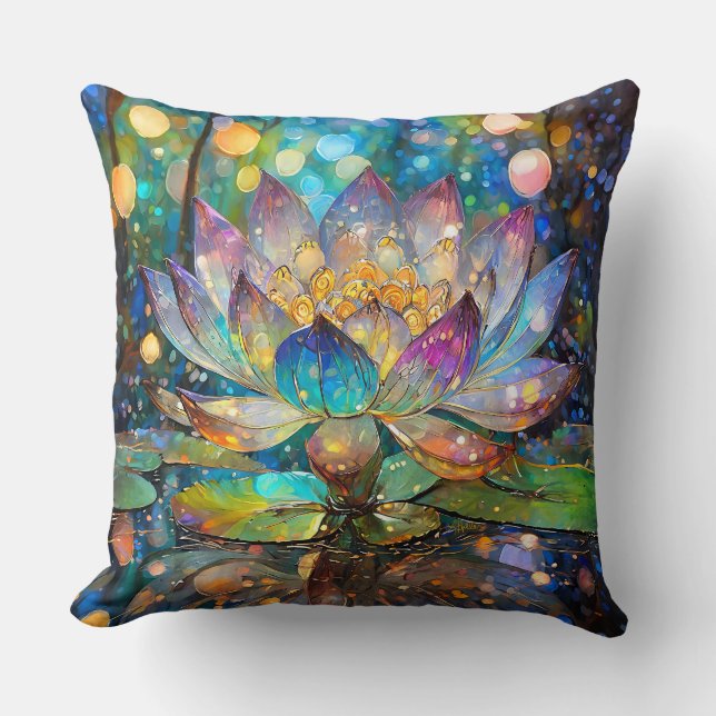 Illuminated Blooming Lotus Flower Kissen (Vorderseite)