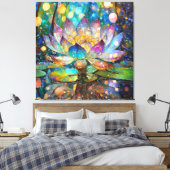 Illuminated Blooming Lotus Flower Leinwanddruck (Insitu (Schlafzimmer))