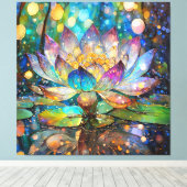 Illuminated Blooming Lotus Flower Leinwanddruck (Insitu (Holzboden))