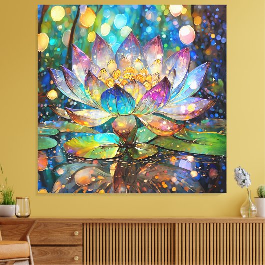 Illuminated Blooming Lotus Flower Leinwanddruck (Insitu (Wohnzimmer))