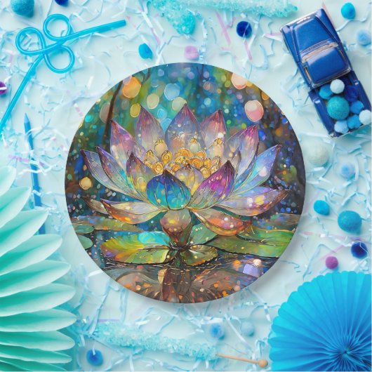 Illuminated Blooming Lotus Flower Pappteller (Party)