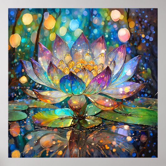 Illuminated Blooming Lotus Flower Poster (Vorne)