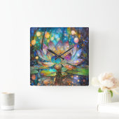 Illuminated Blooming Lotus Flower Quadratische Wanduhr (Zuhause)