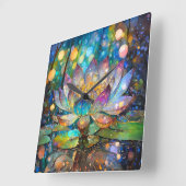 Illuminated Blooming Lotus Flower Quadratische Wanduhr (Winkel)