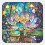 Illuminated Blooming Lotus Flower Quadratischer Aufkleber (Vorderseite)