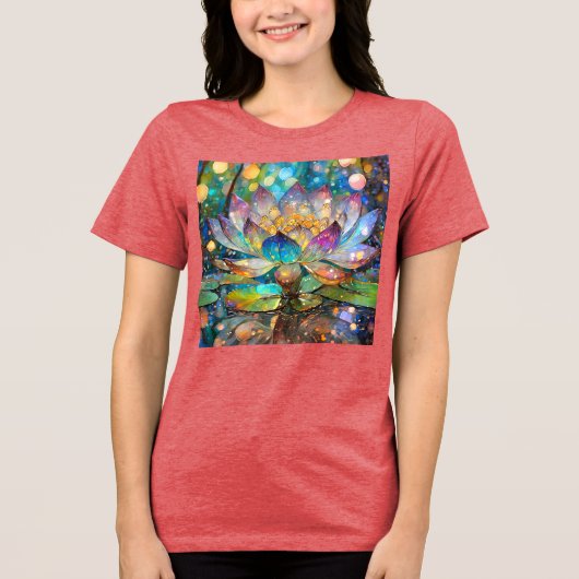 Illuminated Blooming Lotus Flower Tri-Blend Shirt (Vorderseite)