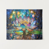 Illuminated Blooming Lotus Flower Wandteppich (Vorderseite (Horizontal))