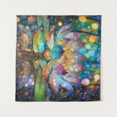 Illuminated Blooming Lotus Flower Wandteppich (Vorderseite (Horizontal))