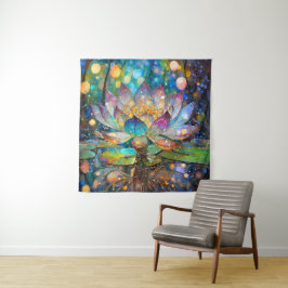 Illuminated Blooming Lotus Flower Wandteppich