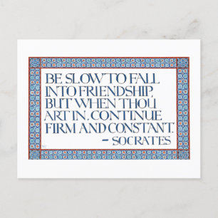 Illuminated Calligraphy Friendship Quote Sokrates Postkarte