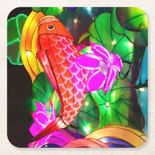 Illuminated Koi Rechteckiger Pappuntersetzer (Vorderseite)
